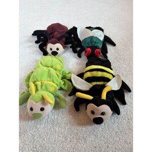 CALTOY - Plush glove hand PUPPETS - Lot Of 4 Insects  - Bee Caterpillar Fly Ant